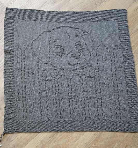 Strickanleitung für eine Babydecke Hund mit breitem Zaun, ca. 80 x 83 cm
